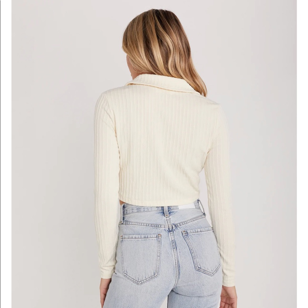 New | Backyard Roses | Collared Crop Knit Cardigan Top Small - Picture 5 of 8